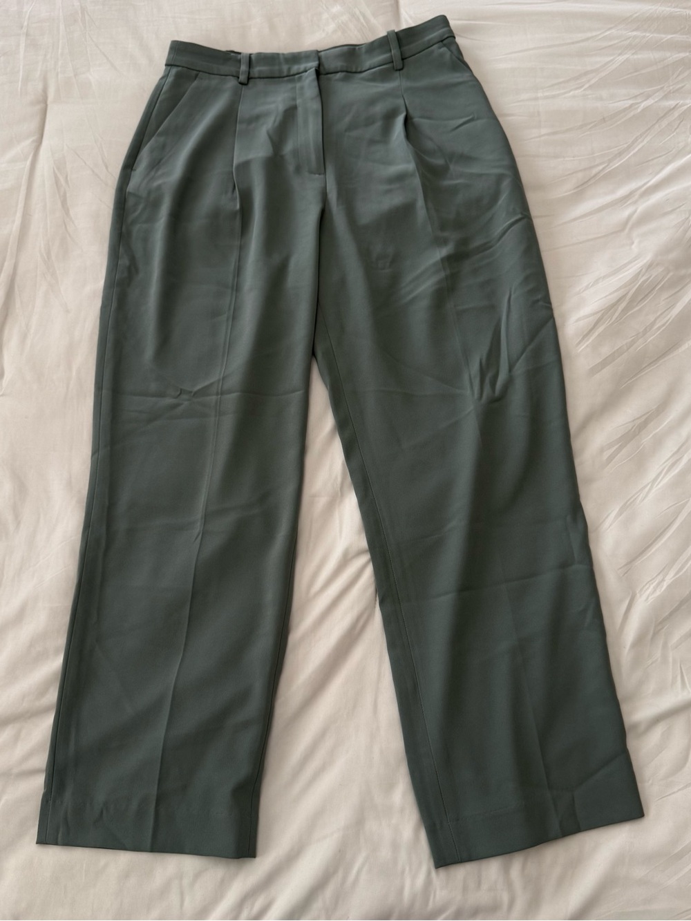 H&M Tailored Pleat Front Pants Green size 6